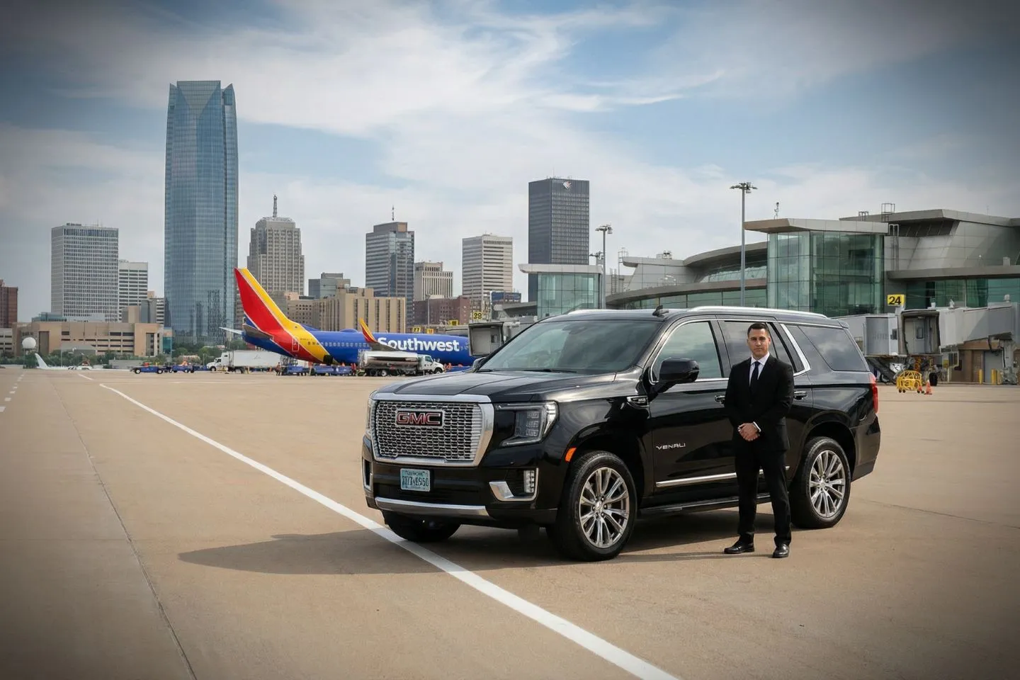 Clean interior of Oklahoma, OK Car Service vehicle showing spacious seating and premium comfort features