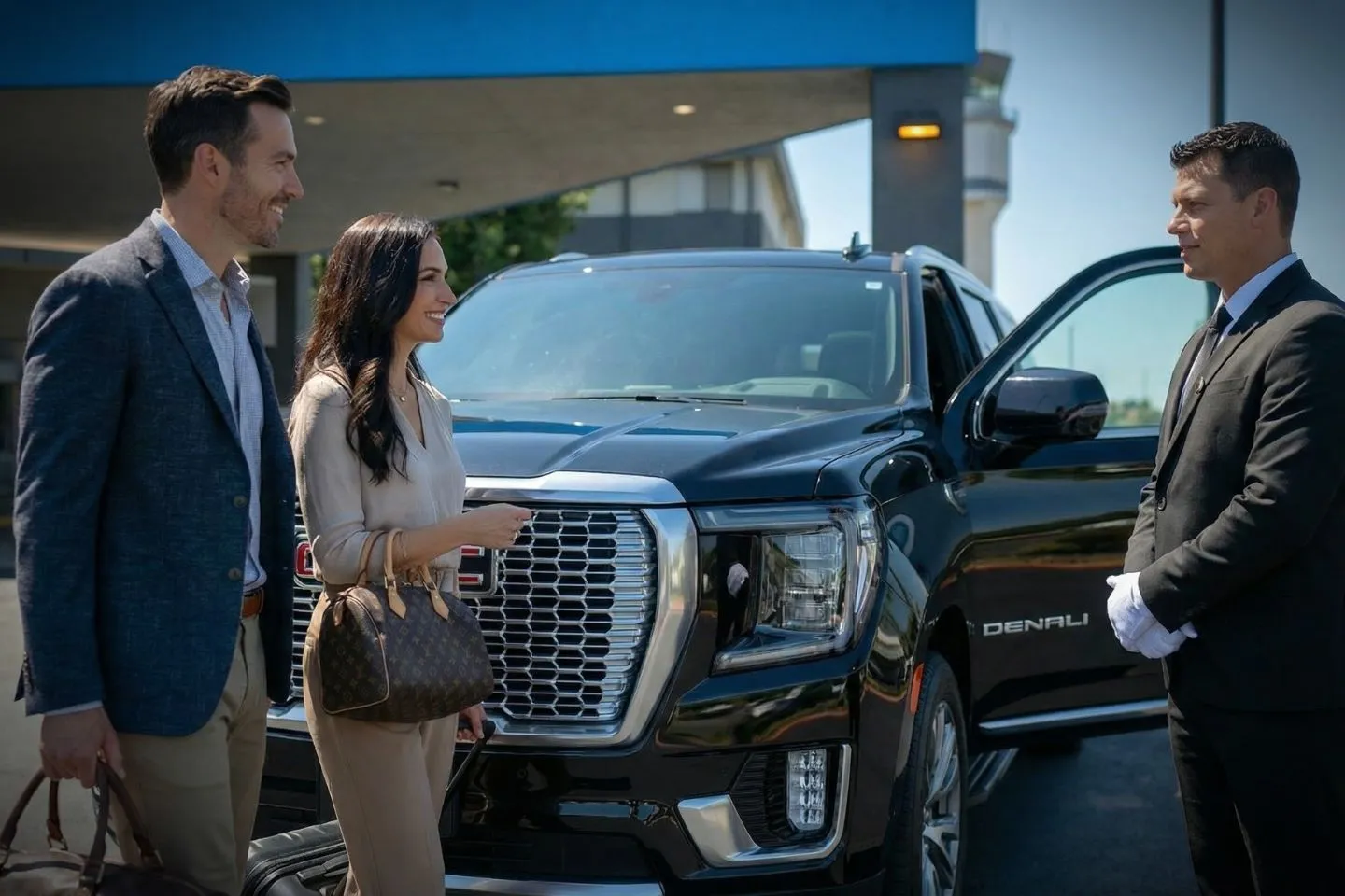 Black SUV Oklahoma, OK Car Service vehicle ready for airport transfer with luggage loaded safely