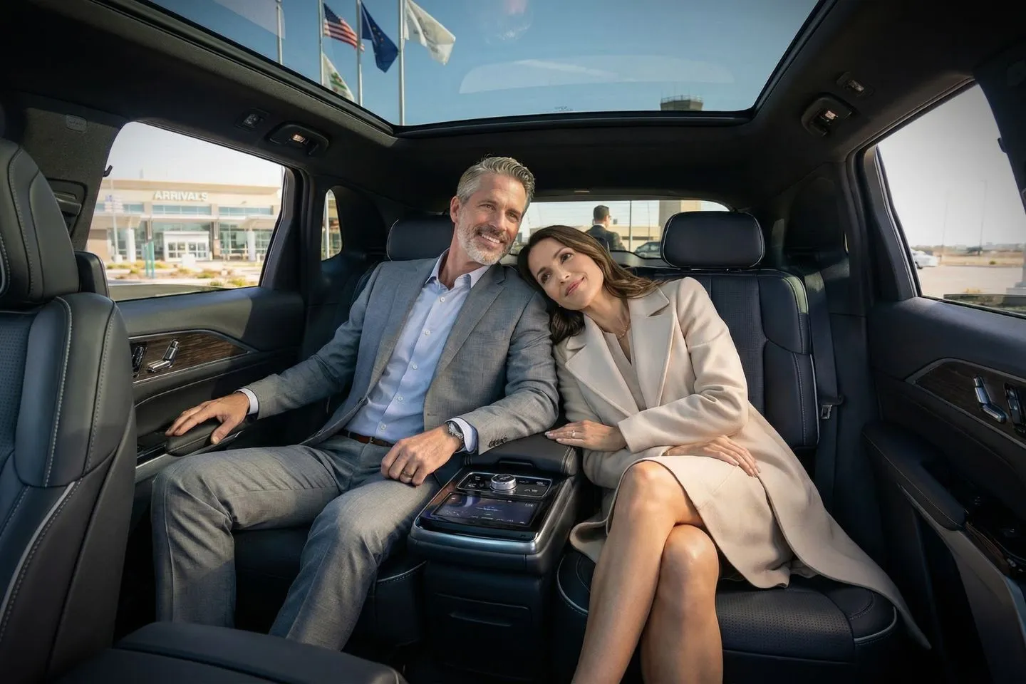 Black car arriving for Oregon OR Car Service pickup in downtown Oregon city street