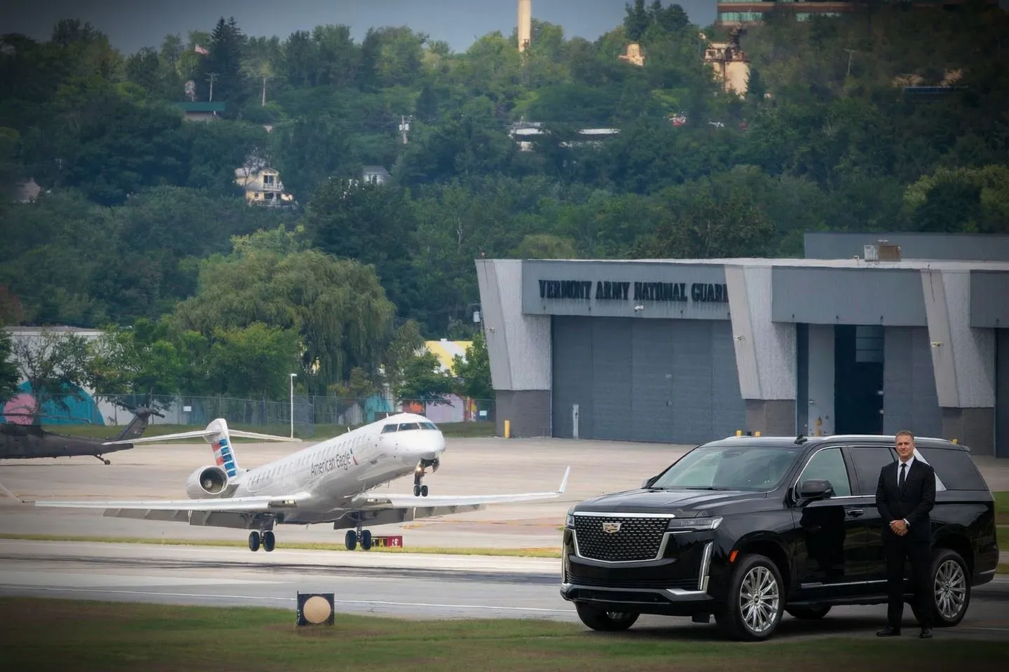 Wedding limousine by Vermont VT Car Service decorated elegantly in Vermont countryside