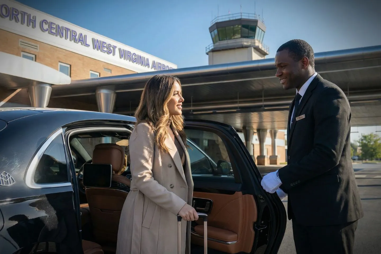 West Virginia, WV Car Service SUV parked outside hotel for executive pickup