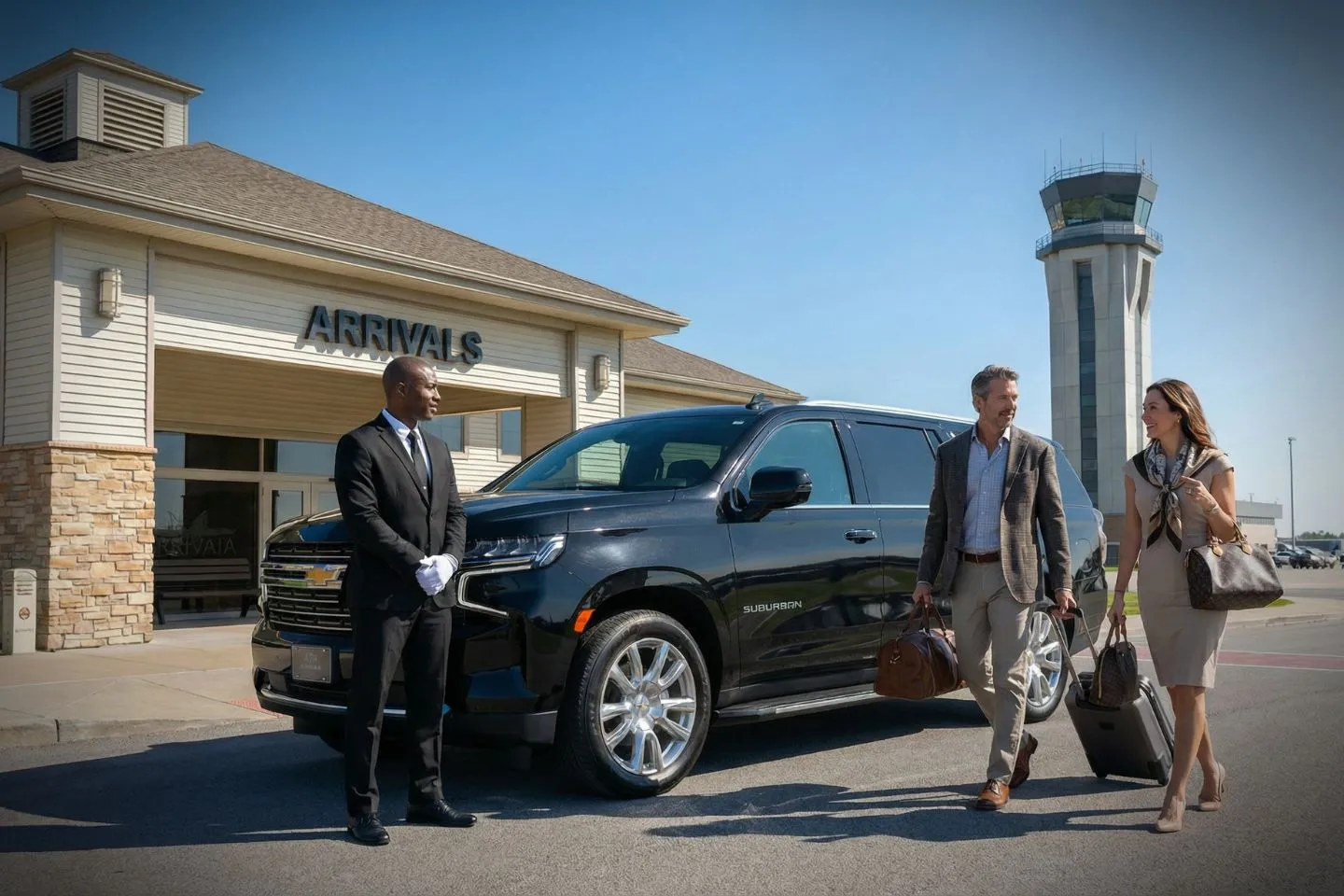 Chauffeur assisting passenger with luggage for MSS Car Service transfer on I-87 New York highway