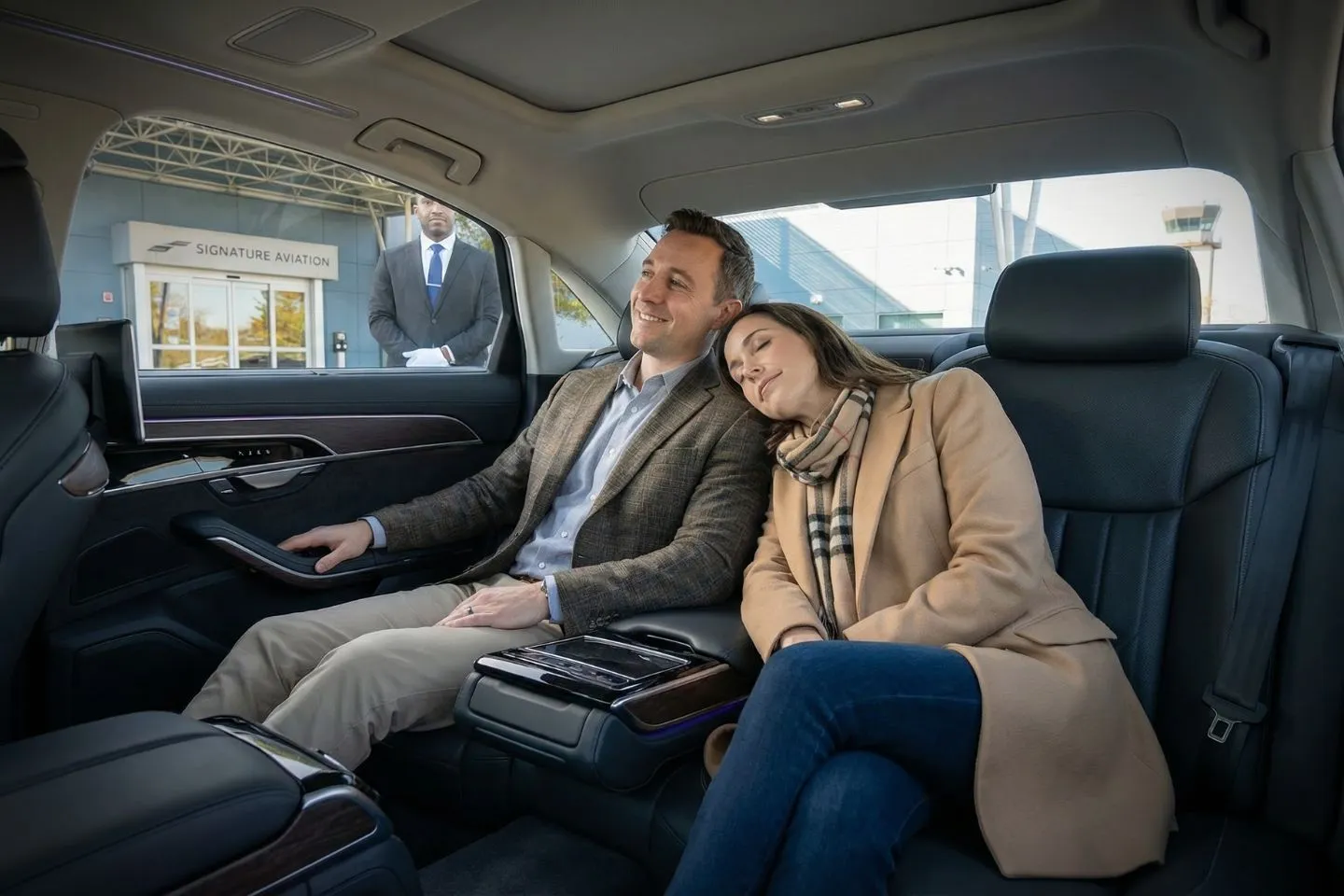 Chauffeur assisting passenger with luggage for MMU Car Service transfer on I-95 New York route