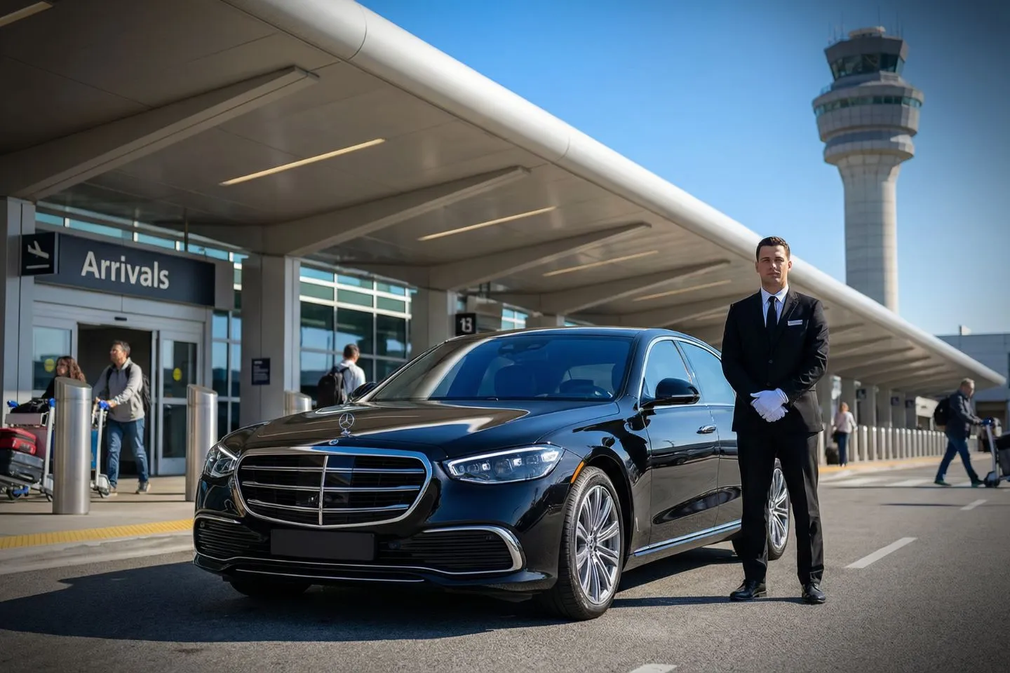 Millville Municipal (MIV) Car Service luxury sedan pickup in Manhattan near Fifth Avenue, New York, NY