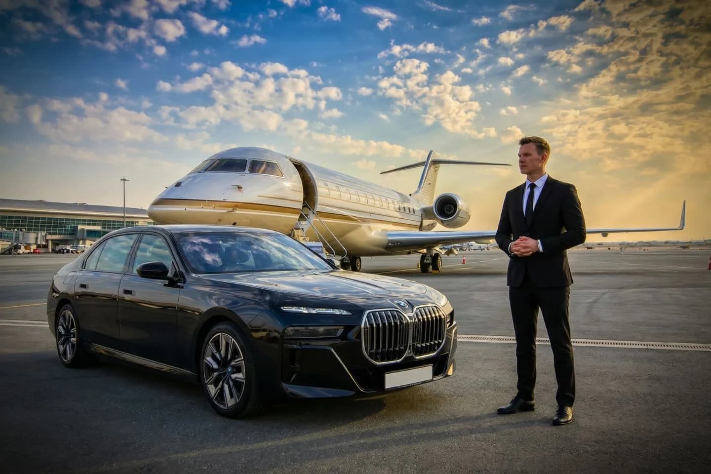 Monmouth Jet Center (BLM) Car Service black car arriving at hangar New Jersey NJ