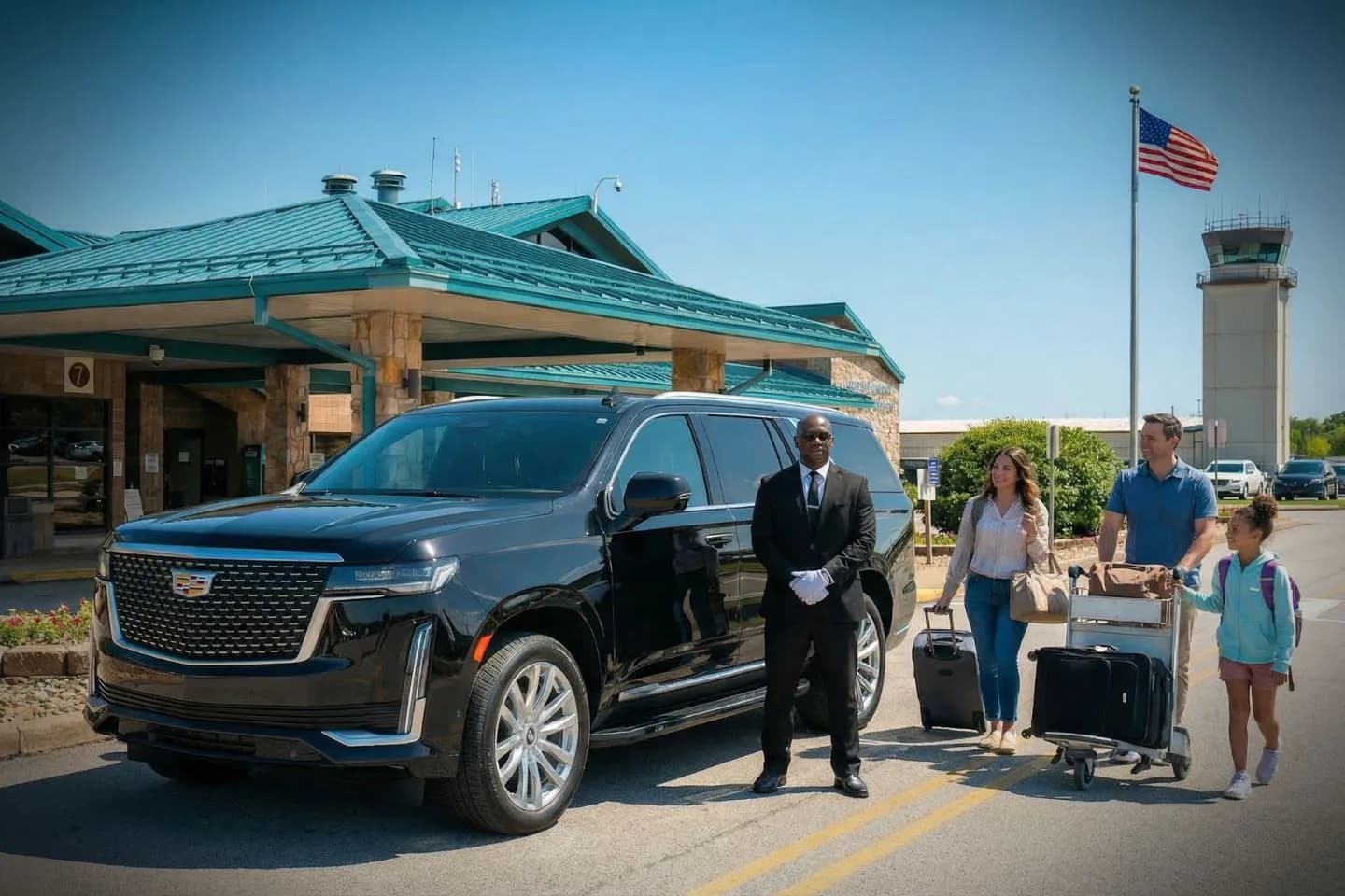 Arnold Palmer Regional (LBE) Car Service chauffeur assisting luggage at airport terminal Pennsylvania PA