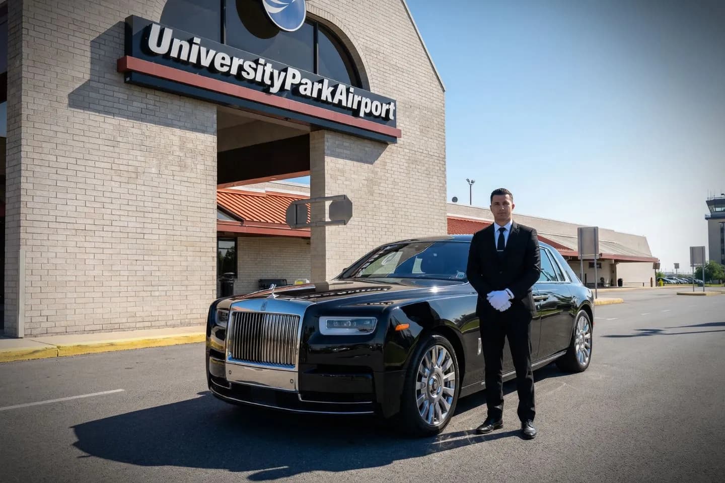 University Park (SCE) Car Service luxury sedan near State College Pennsylvania airport terminal