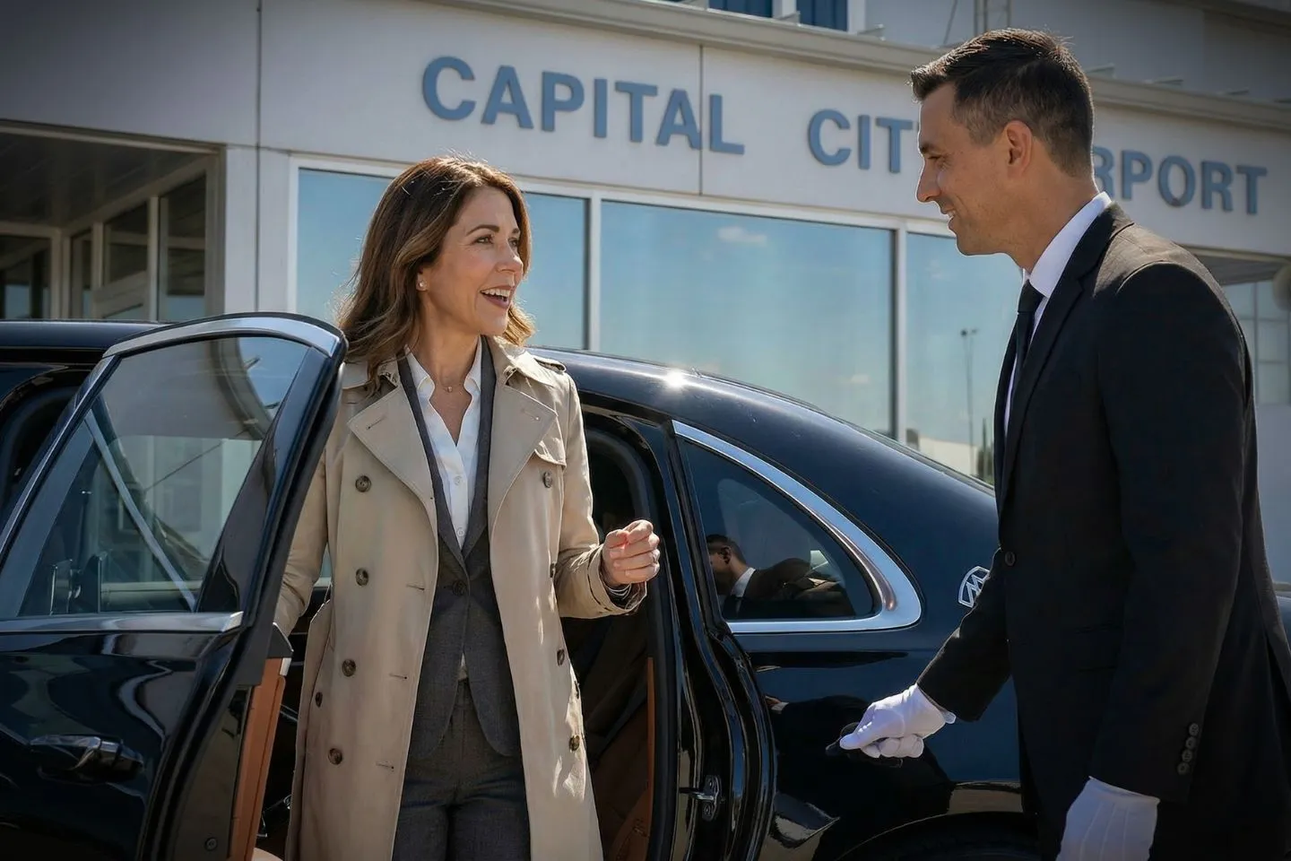 LBE Car Service chauffeur assisting passenger at Harrisburg airport Pennsylvania