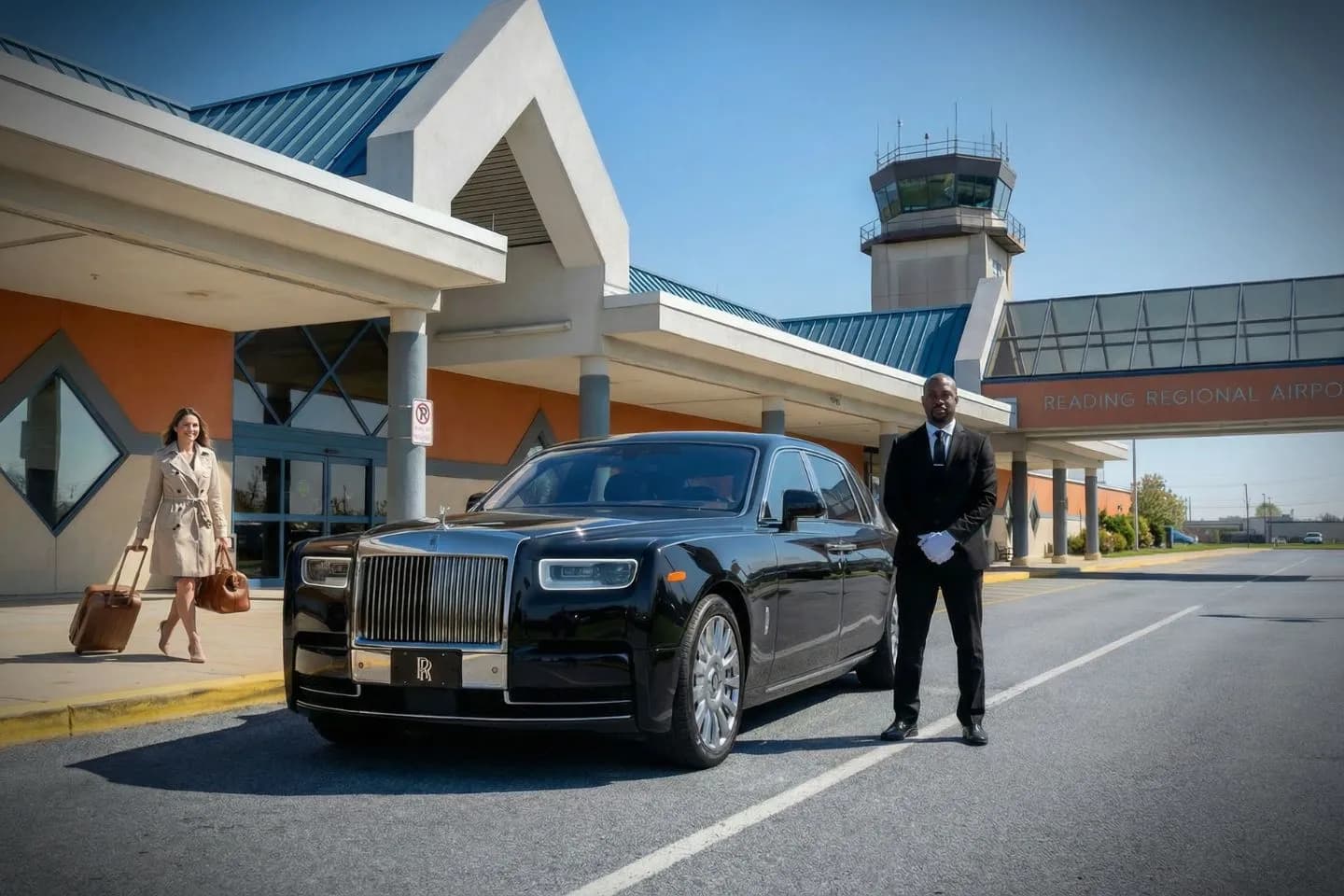 LBE Car Service chauffeur assisting luggage at Reading airport Pennsylvania