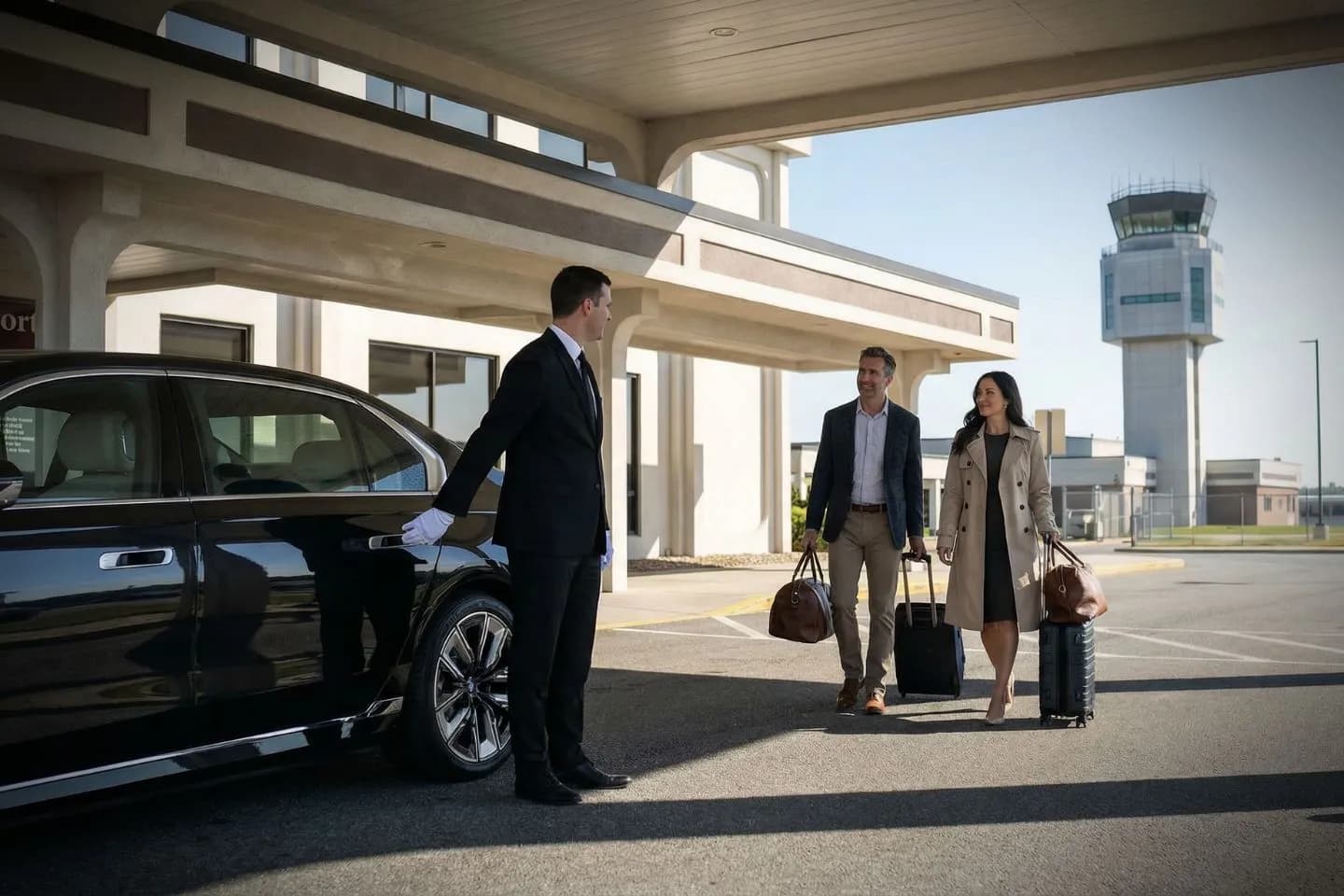 Altoona Blair County (AOO) Car Service luxury sedan at airport terminal Pennsylvania PA