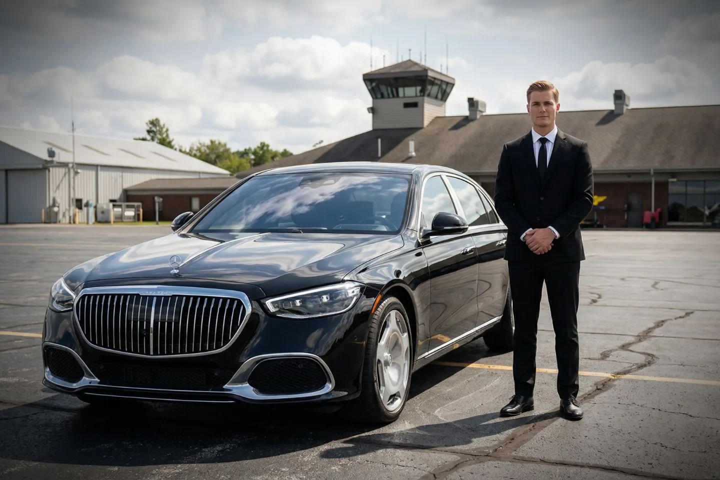 LBE Car Service chauffeur assisting passenger at Franklin airport Pennsylvania