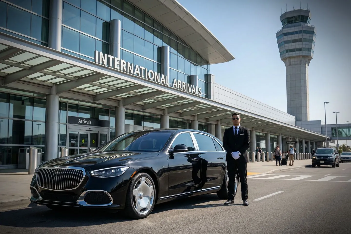 Franklin Regional (FKL) Car Service luxury sedan at airport terminal Pennsylvania PA