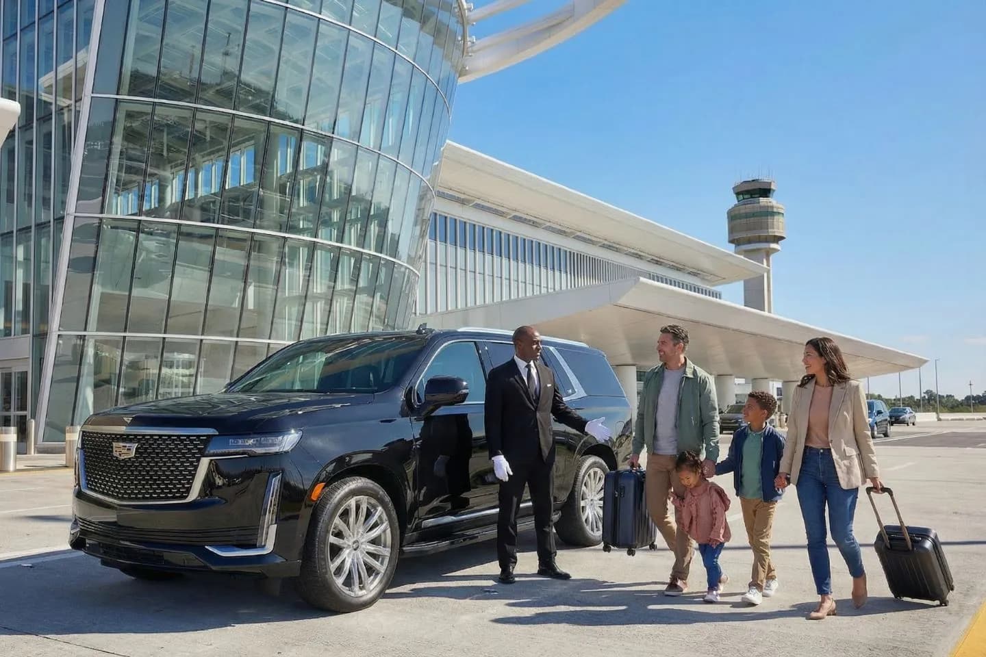 Orlando International (MCO) Car Service luxury sedan at airport terminal Florida FL