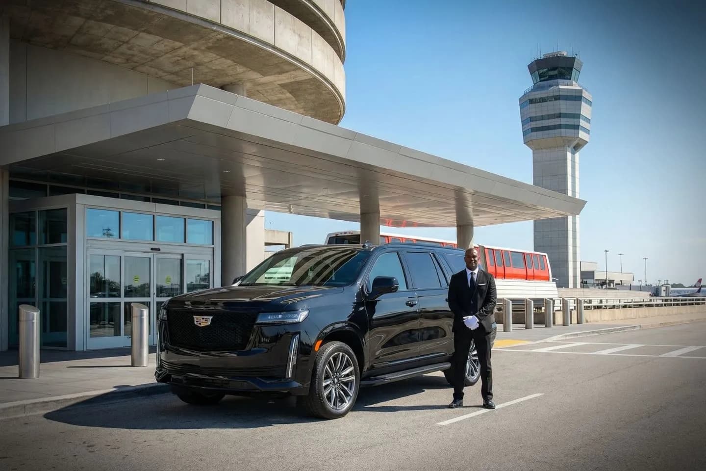 Tampa International (TPA) Car Service luxury sedan at airport terminal Florida FL