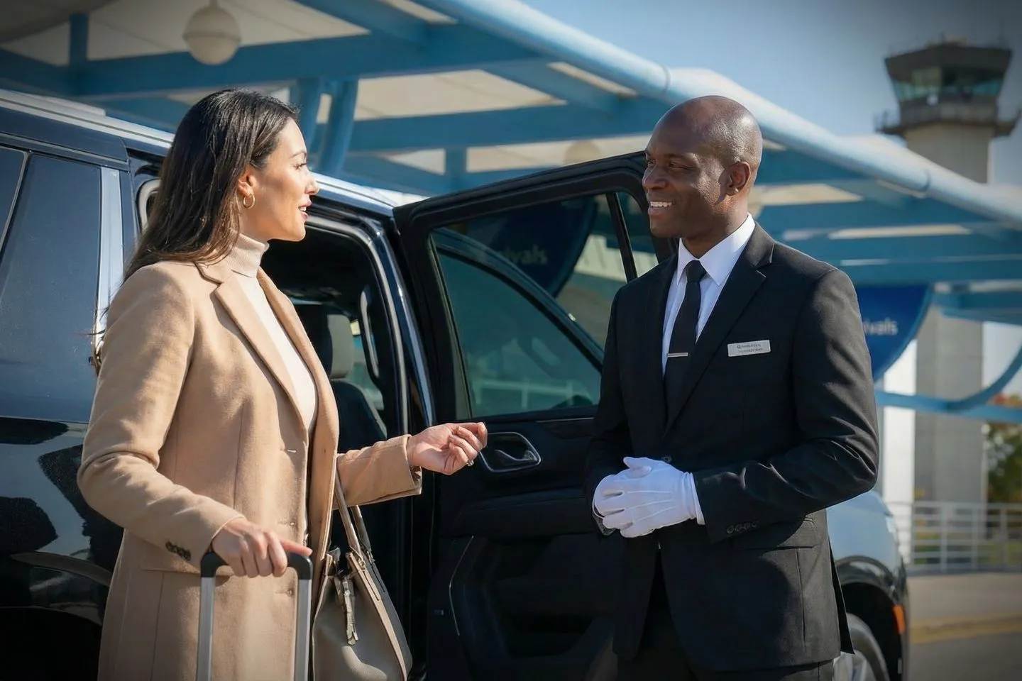 Jacksonville International (JAX) Car Service luxury sedan at airport terminal Florida FL