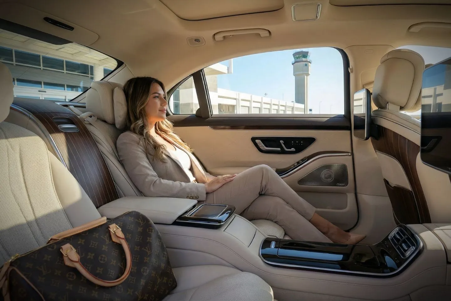 LBE Car Service chauffeur assisting passenger at Clearwater airport terminal