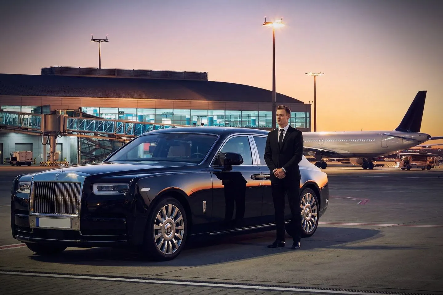 LBE Car Service chauffeur assisting passenger at Key West airport terminal
