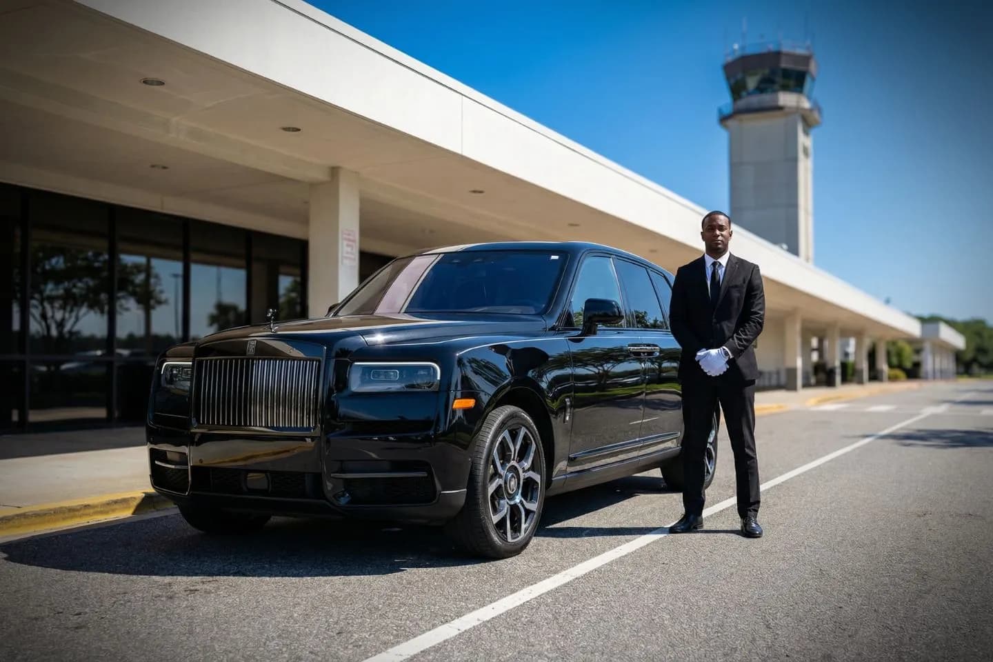 Gainesville Regional (GNV) Car Service luxury sedan at airport terminal Florida FL