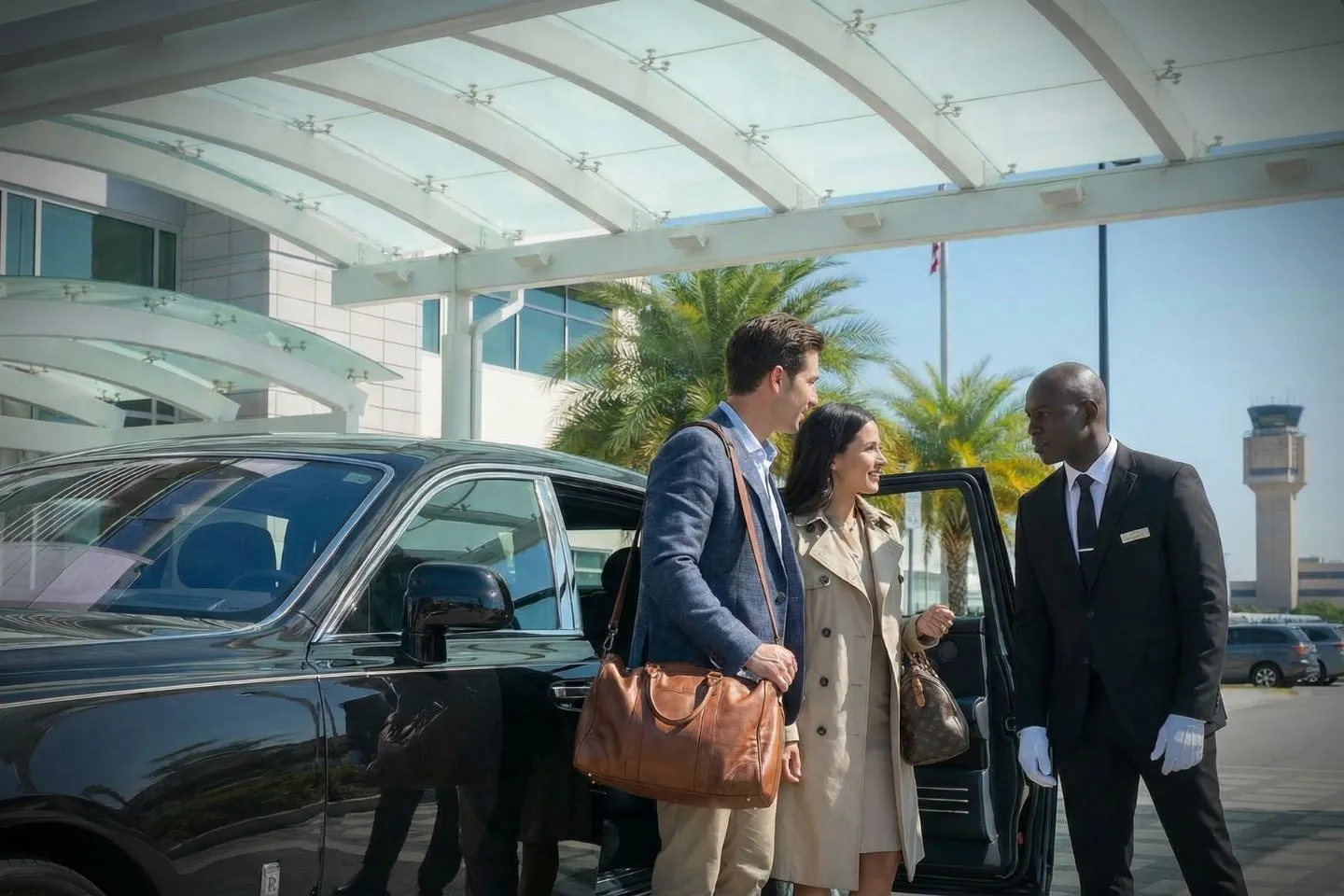 Orlando Executive (ORL) Car Service luxury sedan at airport terminal Florida FL