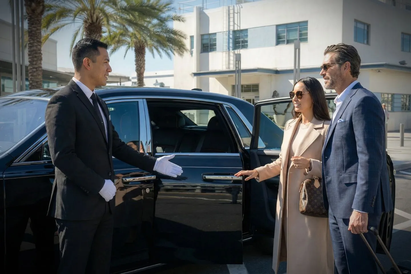 Black SUV chauffeured ride from Long Beach Airport LGB to the Carnival cruise terminal