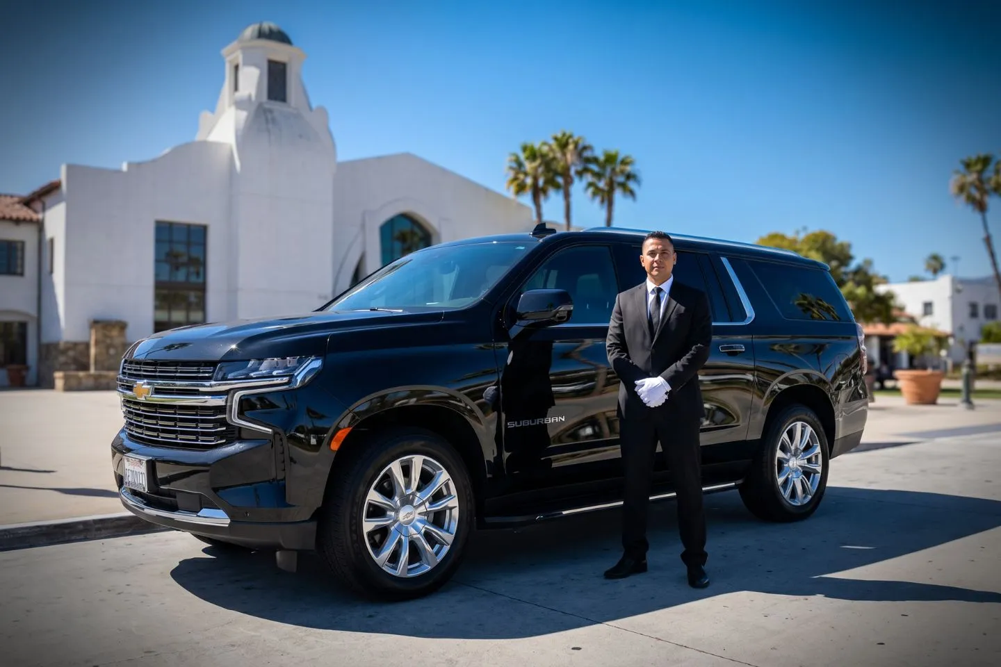 Mercedes Benz S Class offering SBA airport transportation to downtown Santa Barbara and State Street