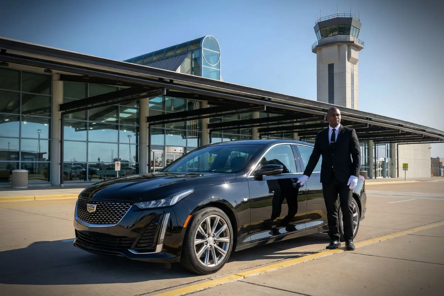Executive car service waiting at University of Illinois Willard terminal entrance