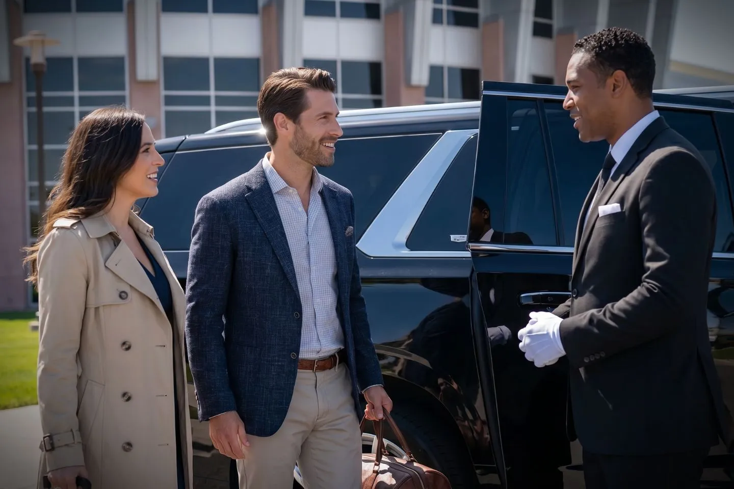 Union Limousine chauffeur greeting oil industry executive at BFL Bakersfield airport