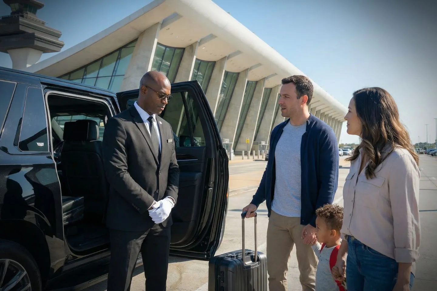 Premium Cadillac Escalade providing Washington Dulles IAD airport car service to Tysons Corner and Reston