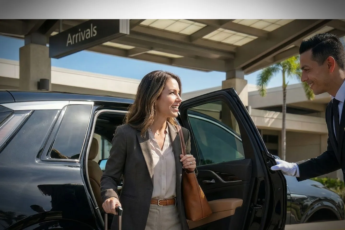 Professional chauffeur greeting passenger at LIH baggage claim arrivals area