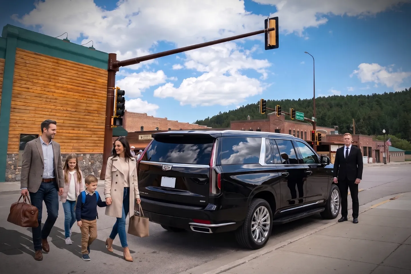 Luxury chauffeur car service available in Custer, Colorado for airport transfers and special occasions.