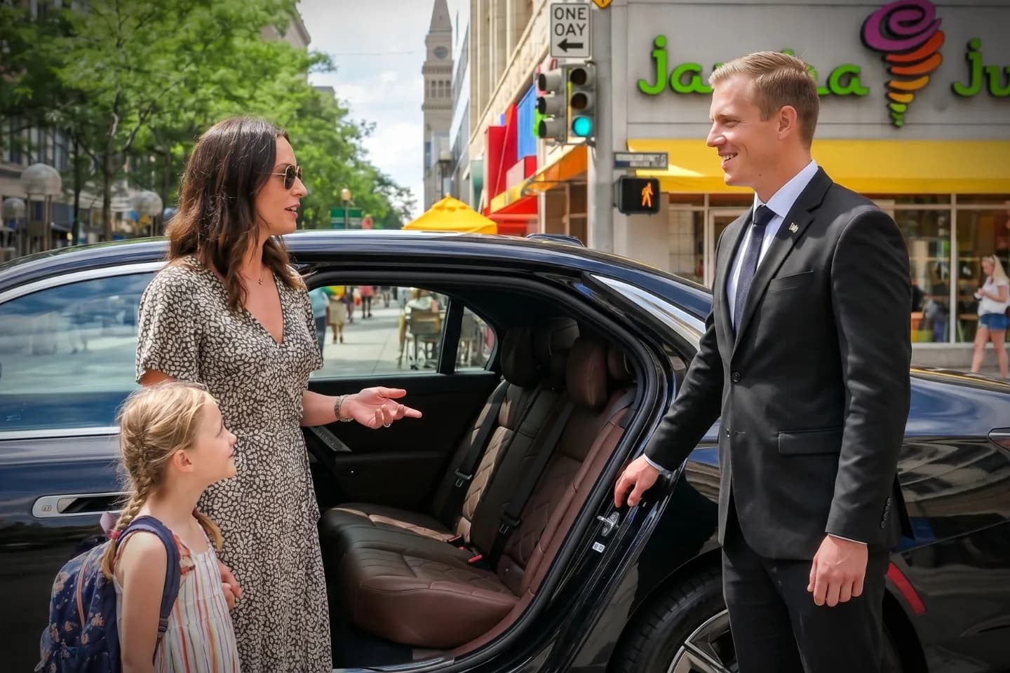 Luxury chauffeur car service available in Denver, Colorado for airport transfers and special events.