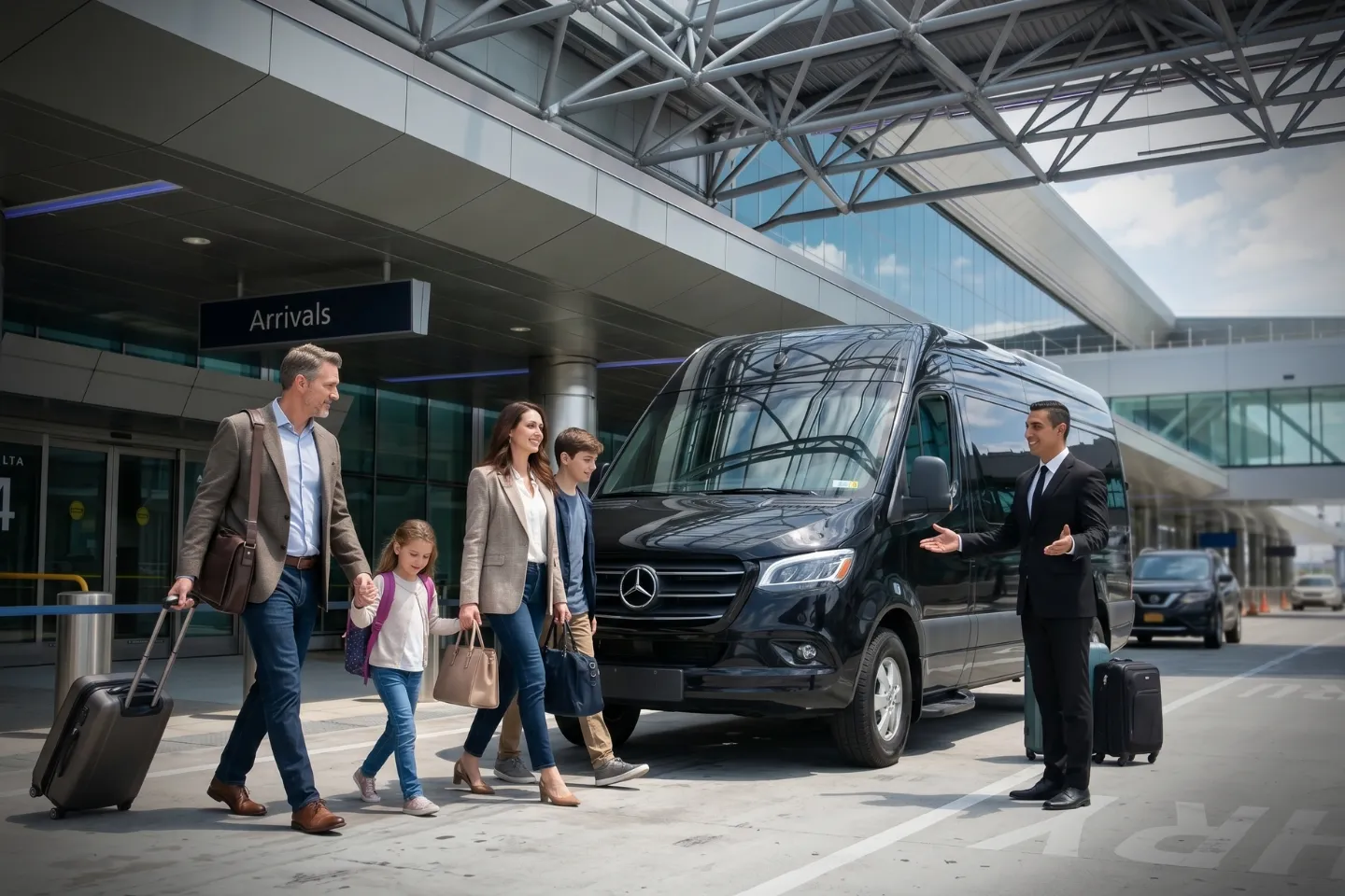Spacious leather interior of a LaGuardia Airport Sprinter van rental