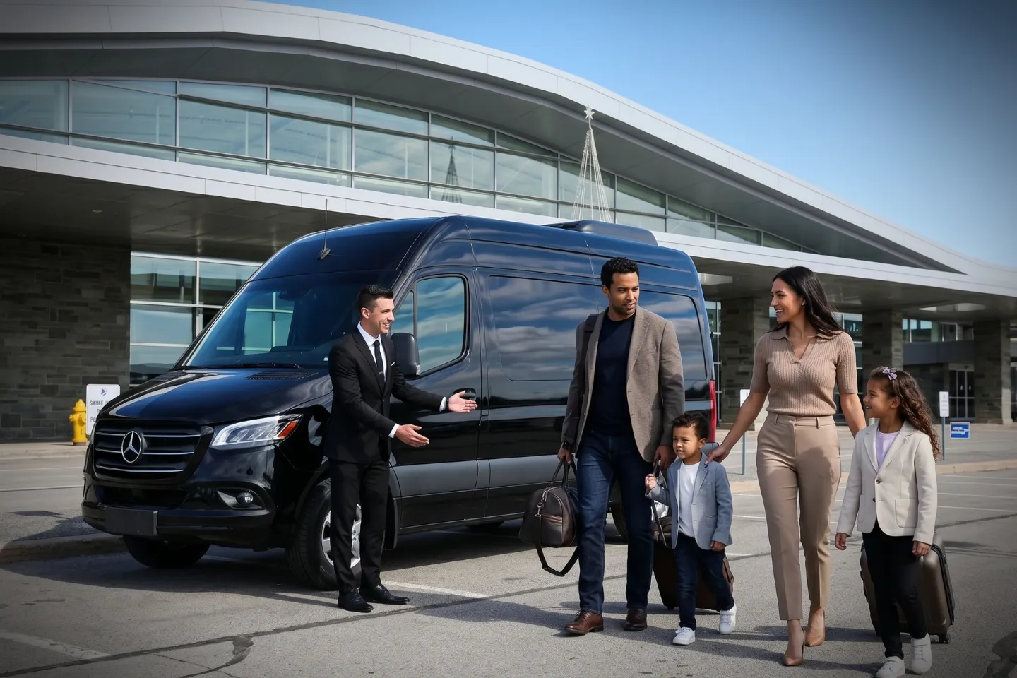 Comfortable seating inside a Niagara Falls airport Sprinter van rental