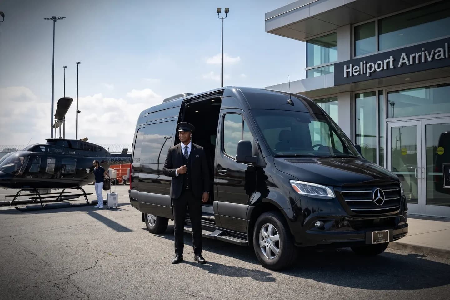 Sprinter van rental parked near West 30th Street Heliport on the Hudson