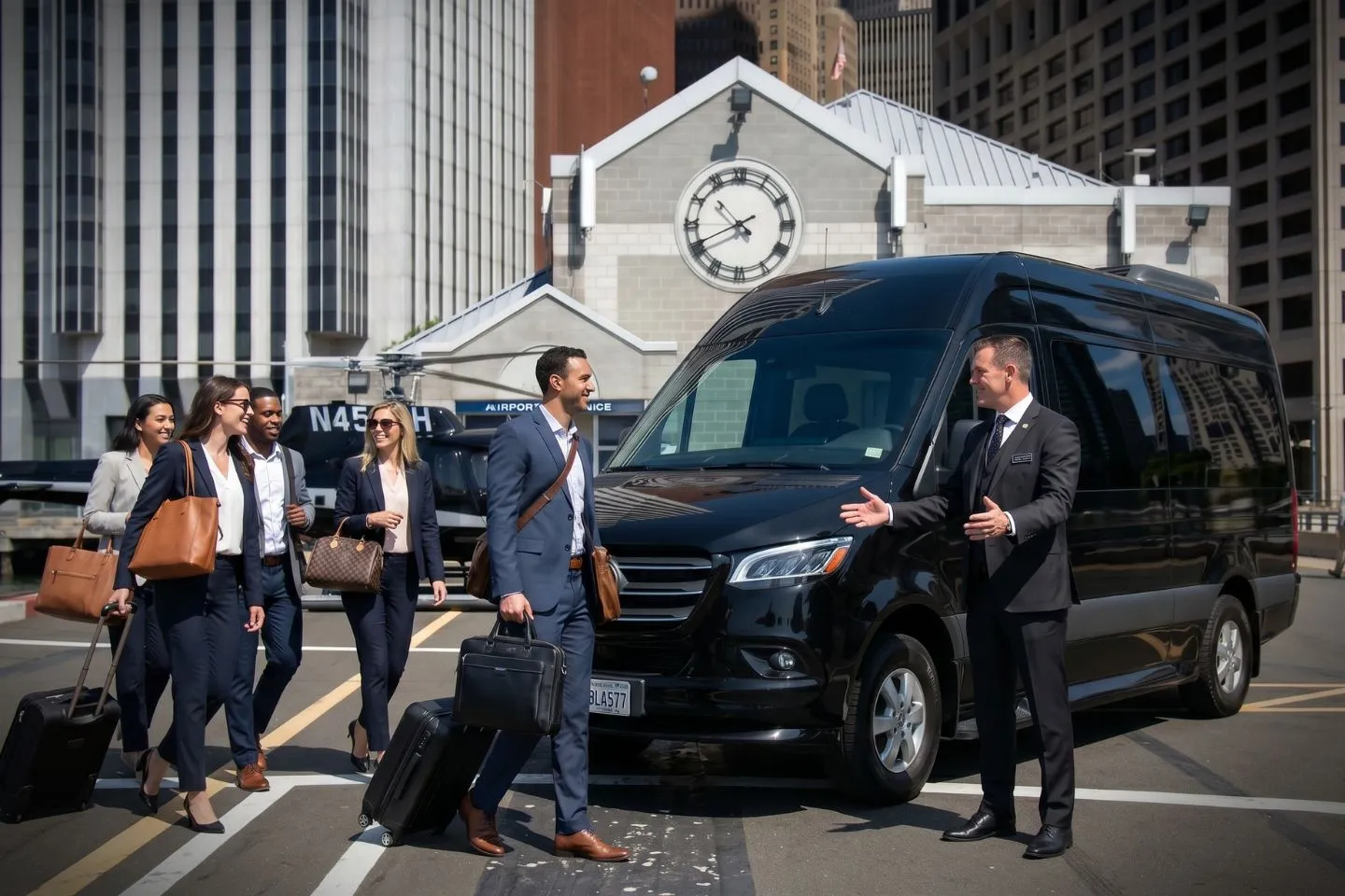 Plush interior of a Sprinter van rental serving Downtown Manhattan Heliport