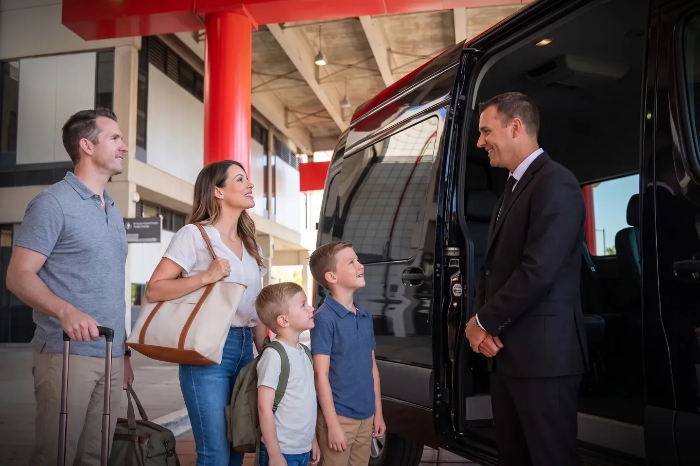 Executive sedan pulling up to PIT departures for a limo pickup