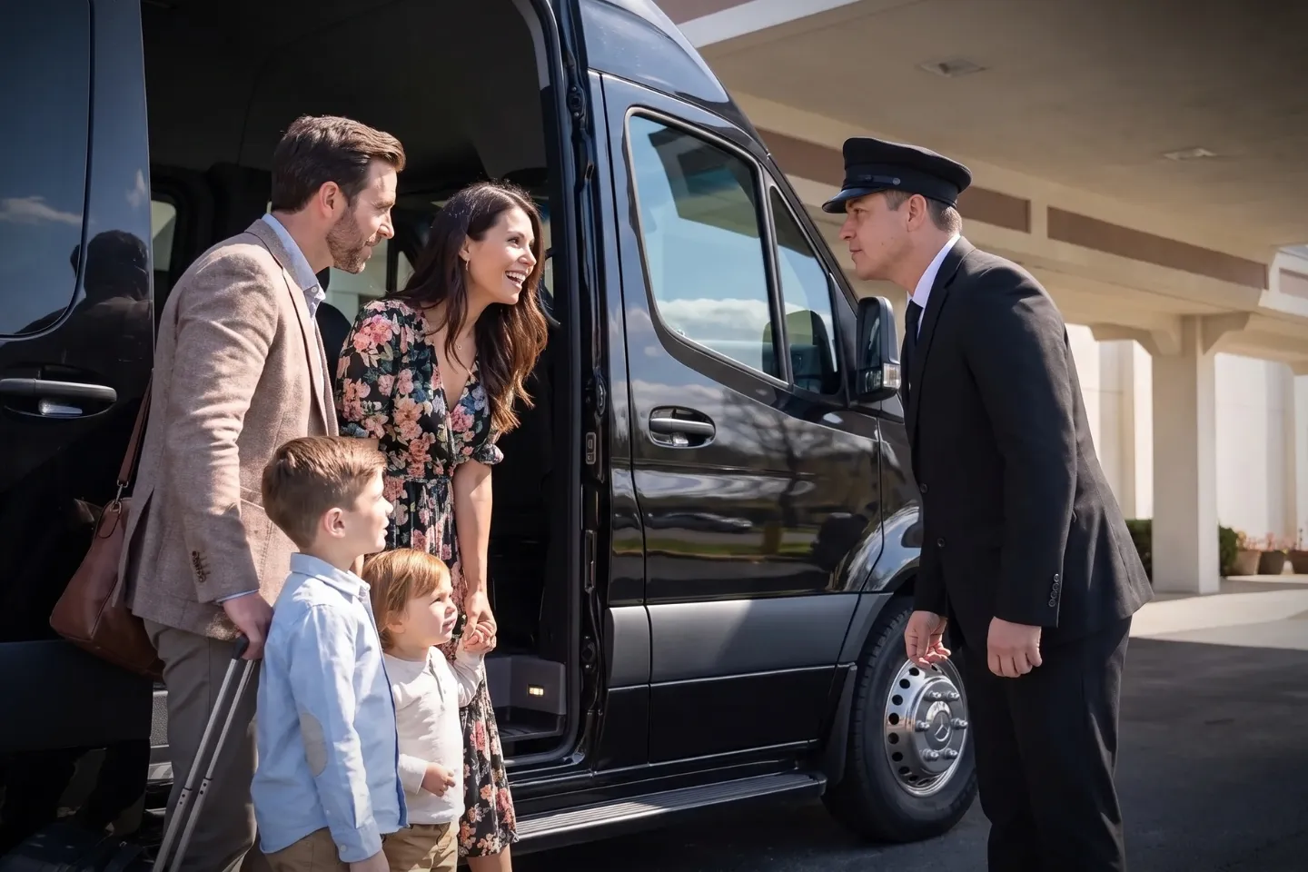 Stretch limousine waiting at Altoona Blair County Airport pickup area