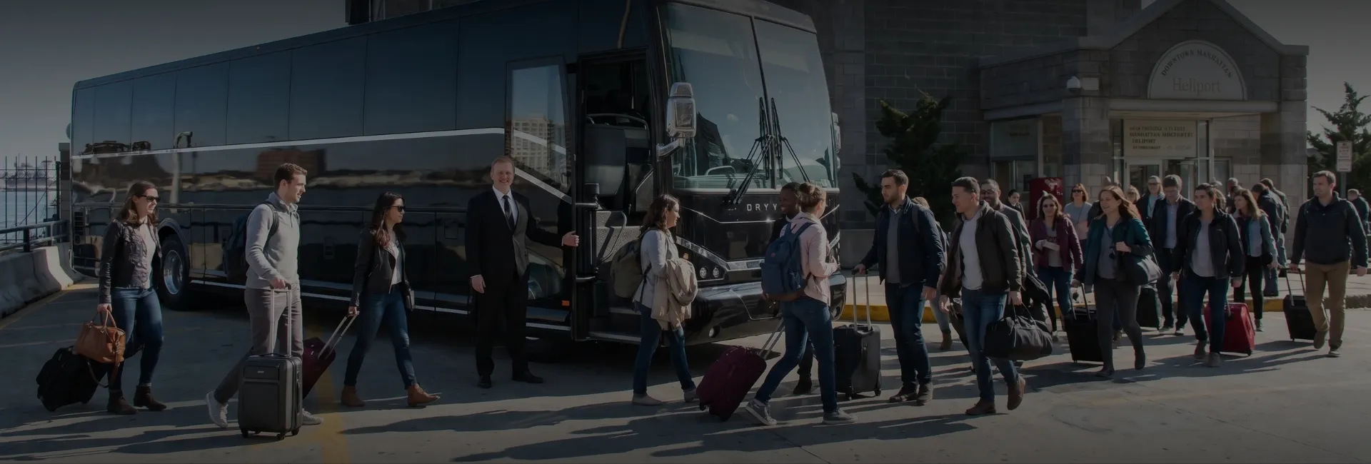 Downtown Manhattan Heliport (JRB) Airport Charter Bus Rental Service 