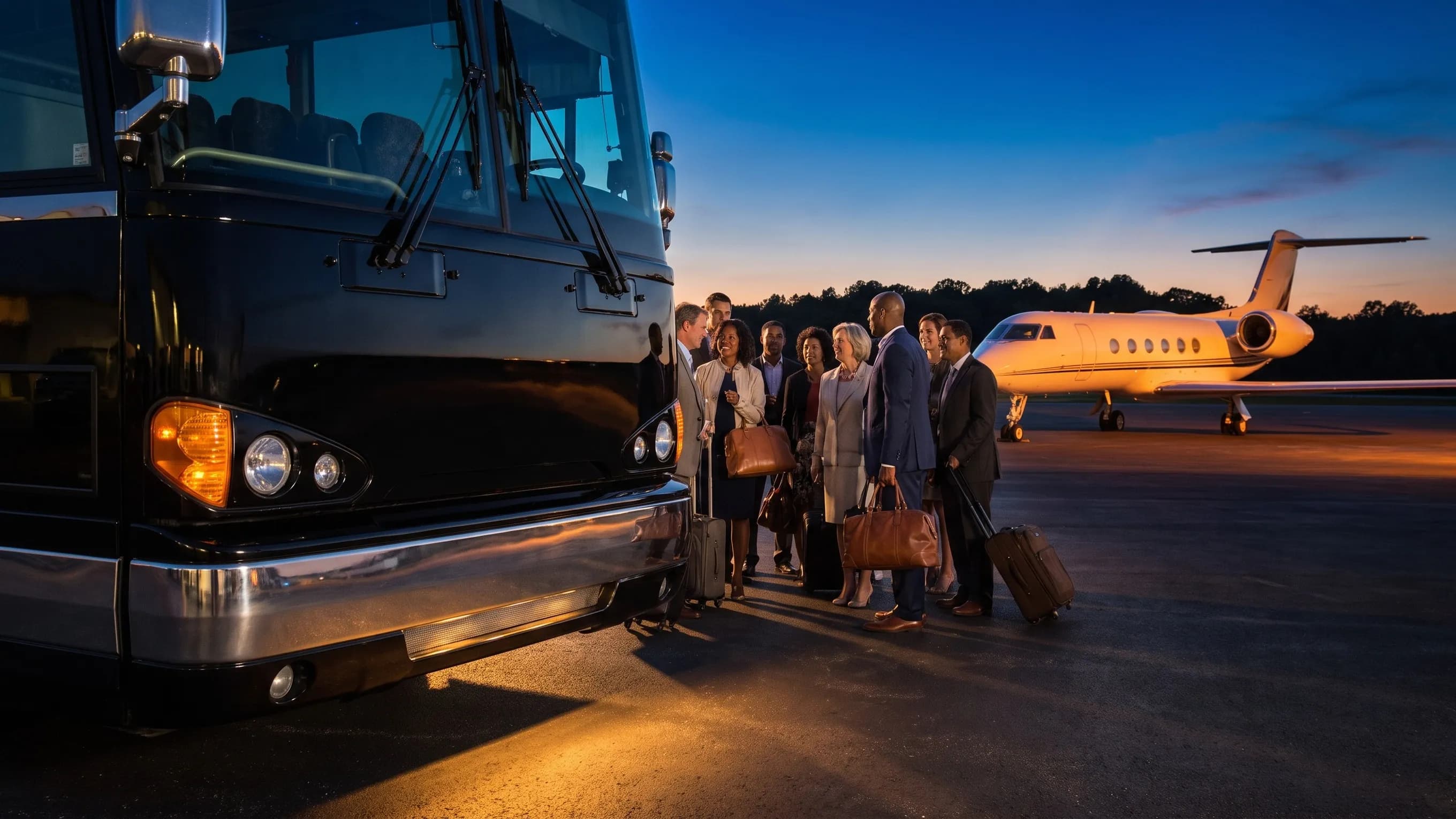 Luggage loaded into the bay of a Somerset SMQ airport charter bus