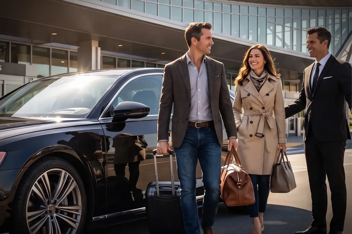 Chauffeur loading luggage into a black SUV at BUF Airport Buffalo New York