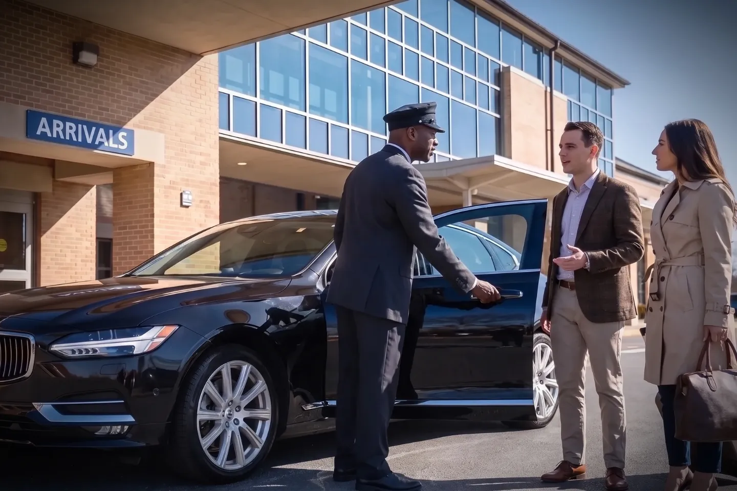 Professional chauffeur holding a welcome sign inside HPN Airport arrivals