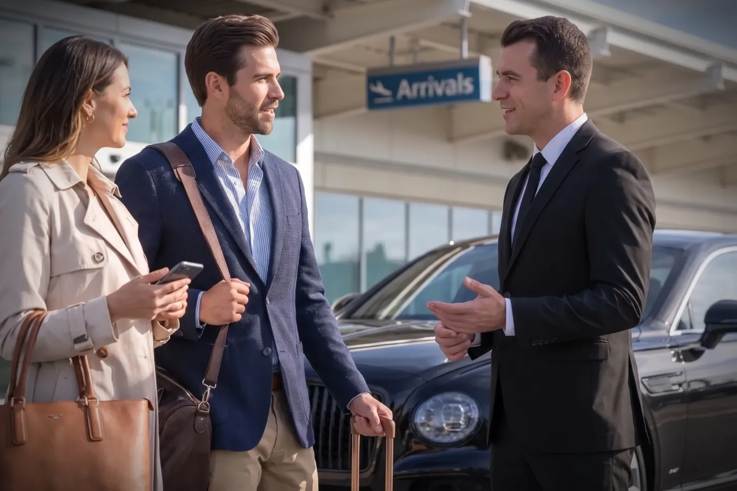 Chauffeur greeting a passenger with a name board at ISP Airport
