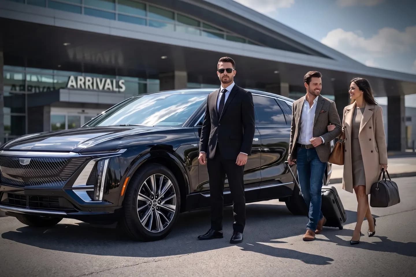 Uniformed chauffeur loading suitcases at IAG Airport Niagara Falls New York