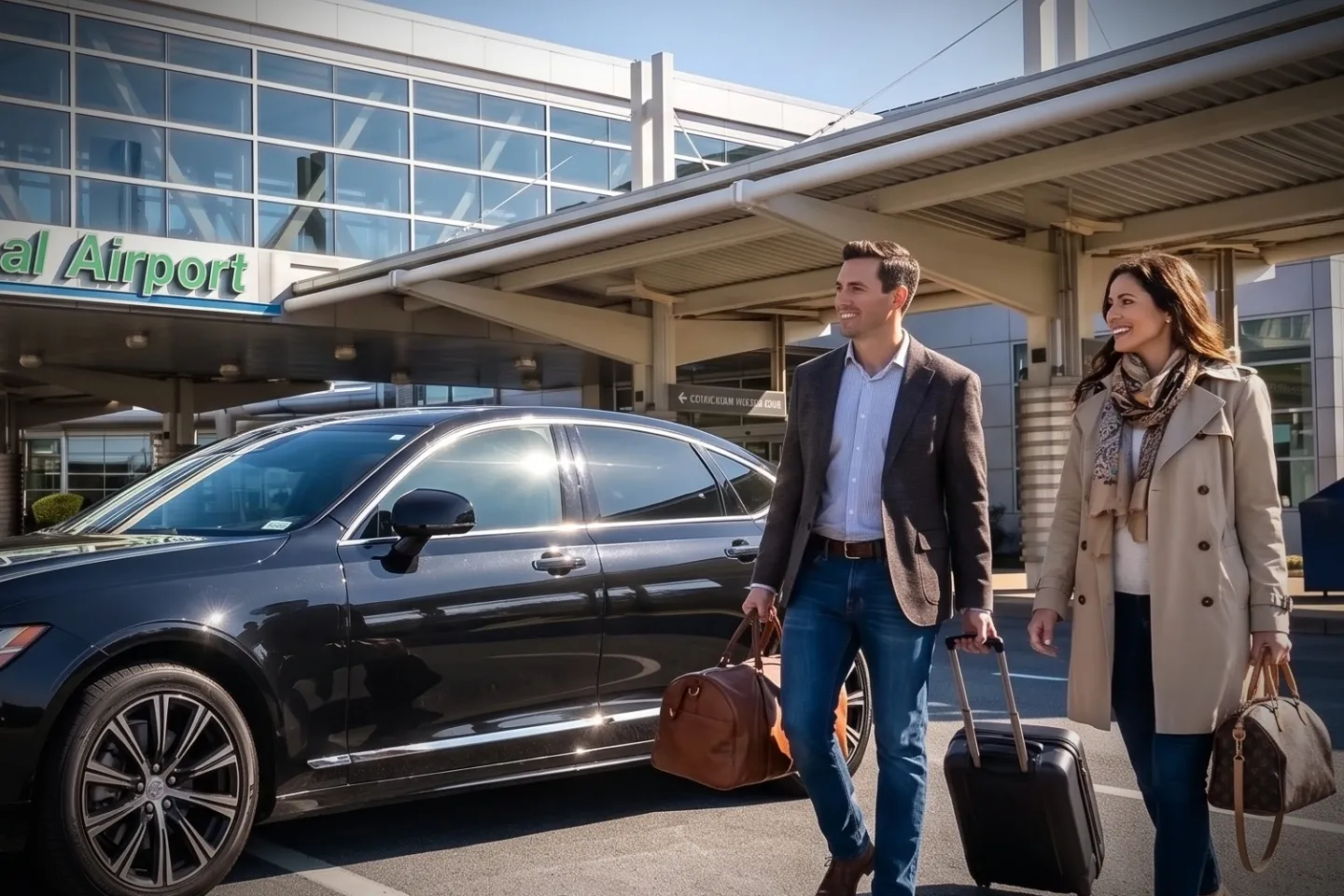 Well-appointed leather interior of a chauffeured car serving MDT Airport travelers