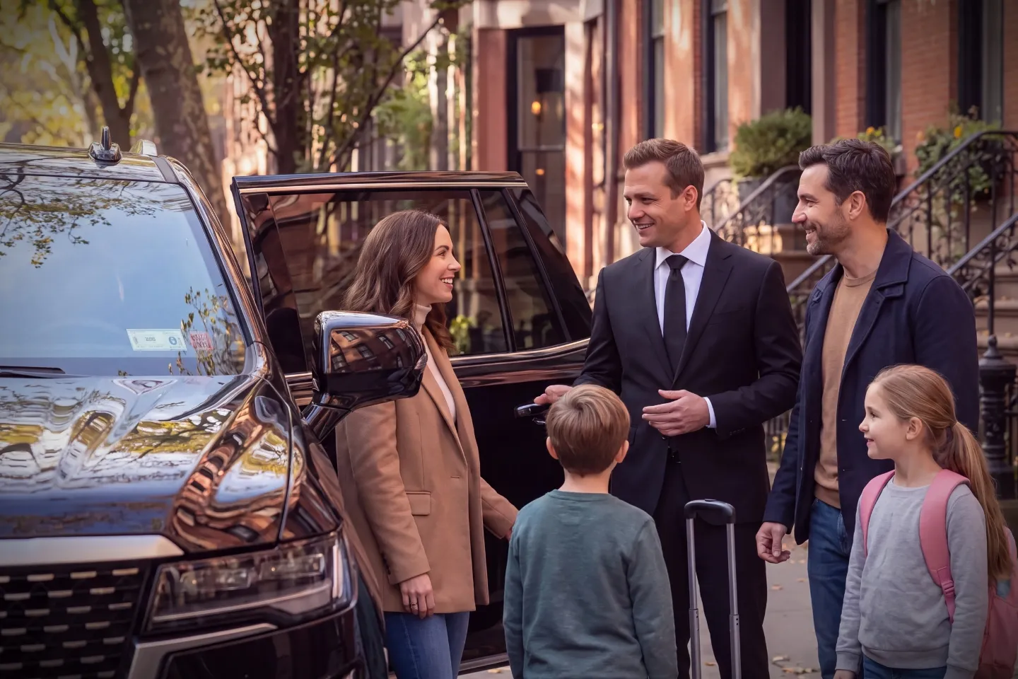 Side profile of a chauffeured sedan serving Brooklyn Heights, Brooklyn, New York