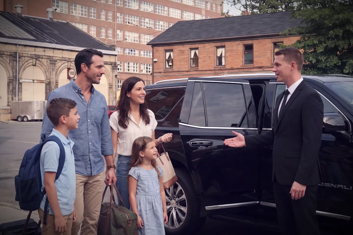 Black luxury sedan providing dependable car service in Brooklyn Navy Yard, Brooklyn, NY