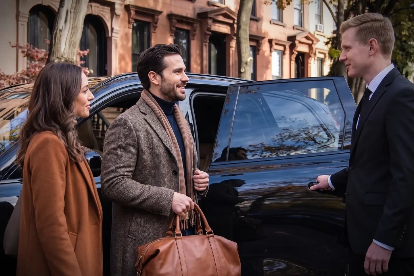 Sleek town car waiting at a curb in Carroll Gardens, Brooklyn, New York