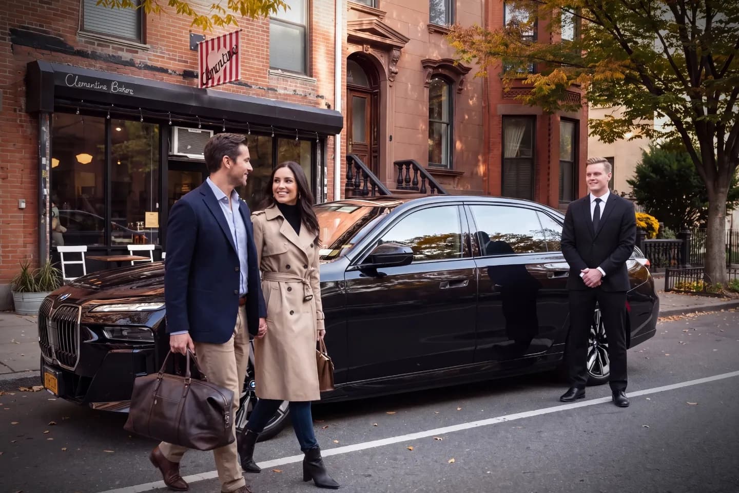 Branded sedan offering point-to-point car service in Clinton Hill, Brooklyn, New York