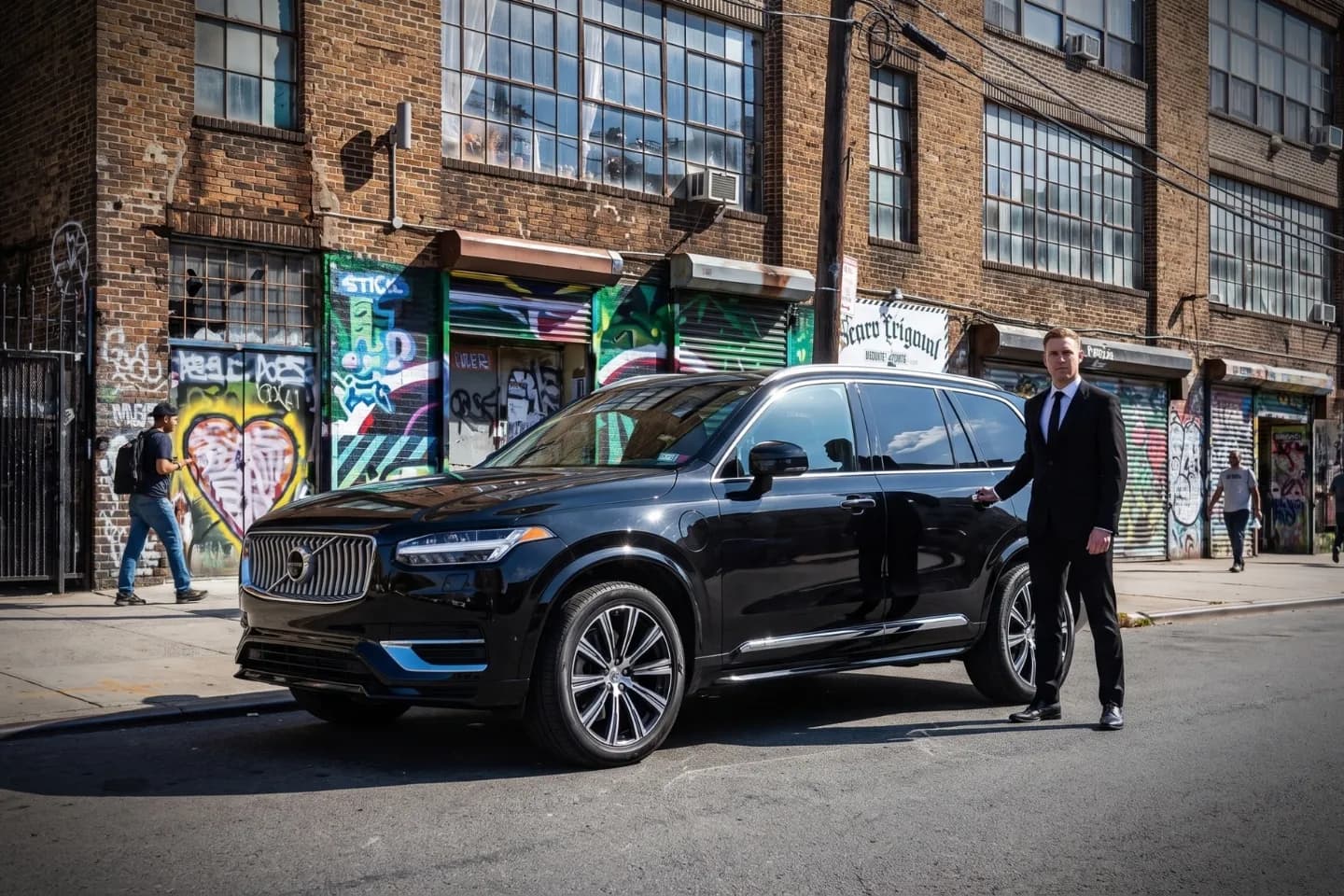 Clean luxury sedan parked near local shops in East Williamsburg, Brooklyn, NY