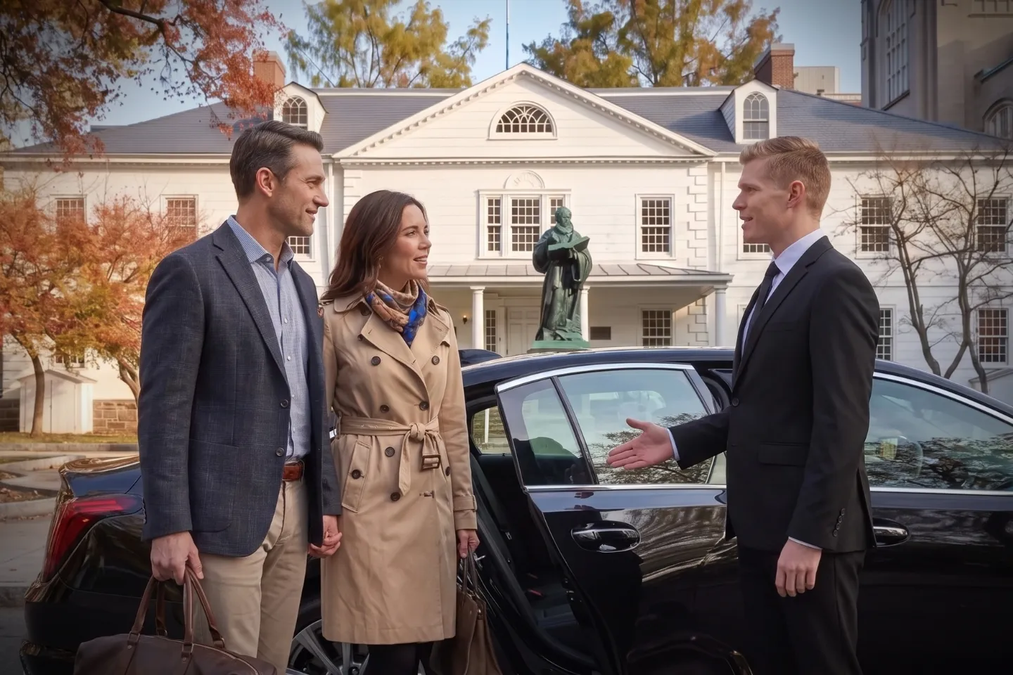 Shiny black sedan ready for hire in Erasmus, Brooklyn, New York